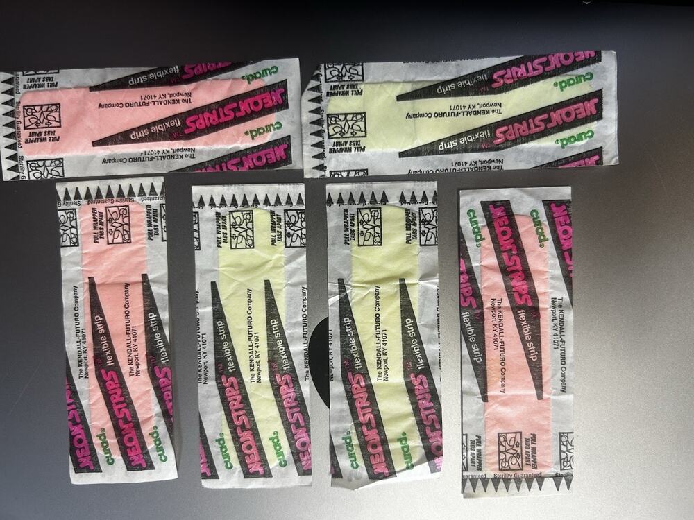 Vintage 1991 Curad Neon-Strips Flexible Bandages Unopened Lot of 6 Kendall Futur